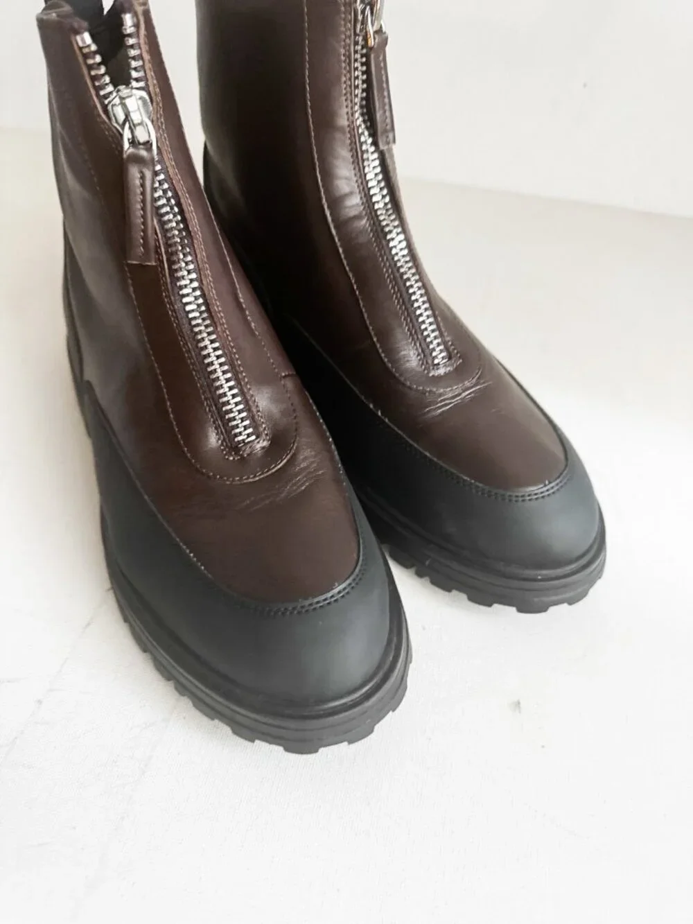 Ron White Shearling Lined Waterproof Leather Zip Closure Winter Snow Boots 41